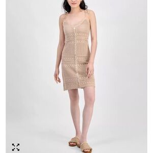 Hippie Rose Soft Taupe Crochet Button-Front Top